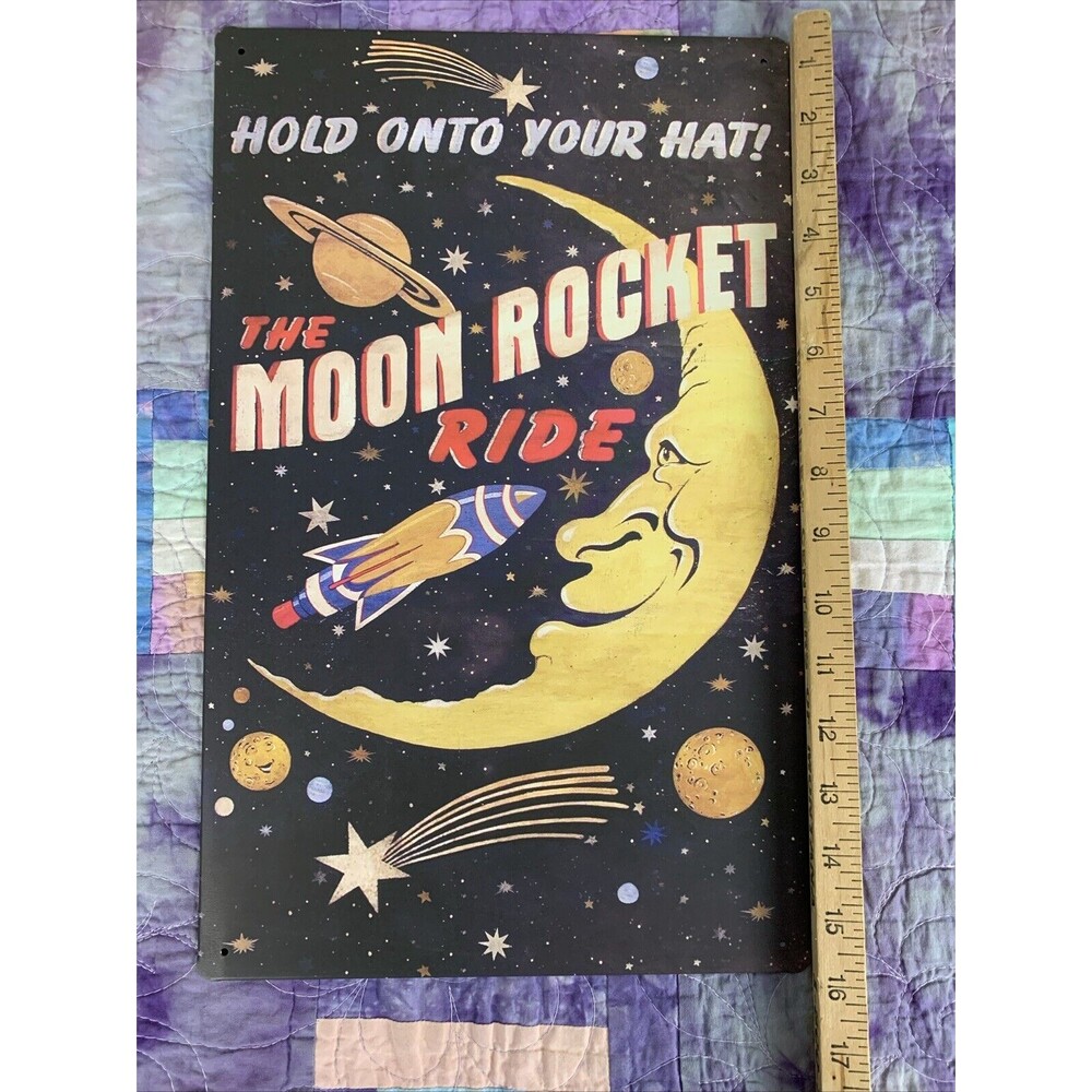 THE MOON ROCKET RIDE Retro Metal Sign 10" x 16" - Picture 2 of 4
